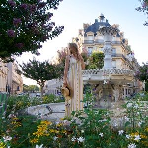 Yellow and white Maxi Dress